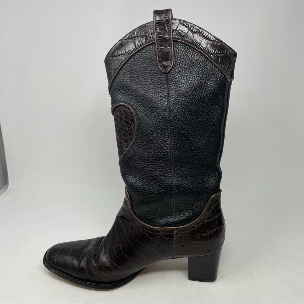 Brighton Brown Black Toby Cowboy Boots 7.5M - Picture 9 of 11